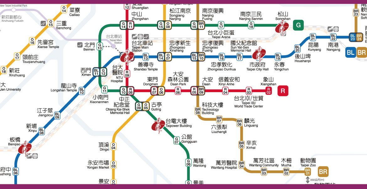 台北捷運站百貨專櫃分布圖